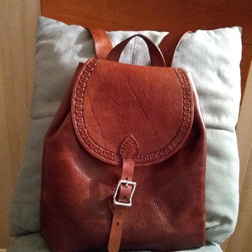 Hand Tooled Leather Purse or Backpack 13" tall x 12" wide.
